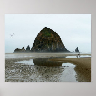 Haystack Rock Reflection, Cannon Beach, Oregon Poster