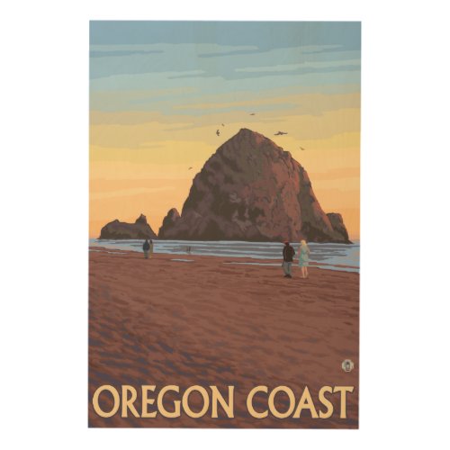 Haystack Rock Vintage Travel Poster