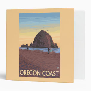 Haystack Rock Vintage Travel Poster Binder