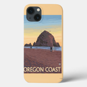 Haystack Rock Vintage Travel Poster iPhone 13 Case