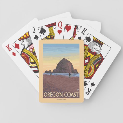 Haystack Rock Vintage Travel Poster Poker Cards