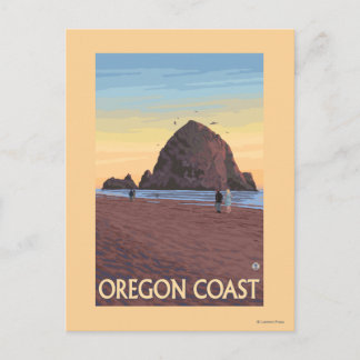 Haystack Rock Vintage Travel Poster Postcard