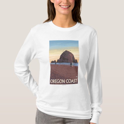 Haystack Rock Vintage Travel Poster T_Shirt