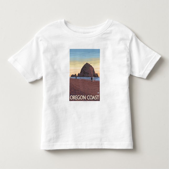 Haystack Rock Vintage Travel Poster Toddler T-shirt (Front)