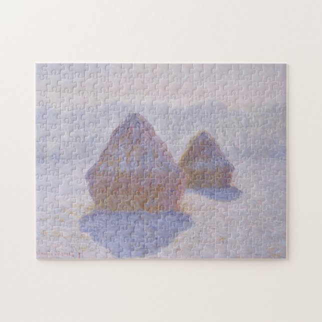Haystacks Effect of Snow & Sun Monet Fine Art Jigsaw Puzzle (Horizontal)