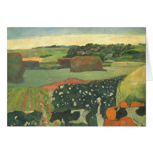 Haystacks in Brittany by Paul Gauguin Vintage Art