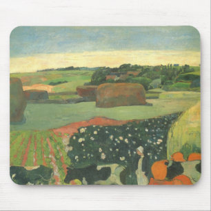 Haystacks in Brittany by Paul Gauguin, Vintage Art Mouse Pad