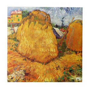 Haystacks in Provence by Van Gogh. Ceramic Tile