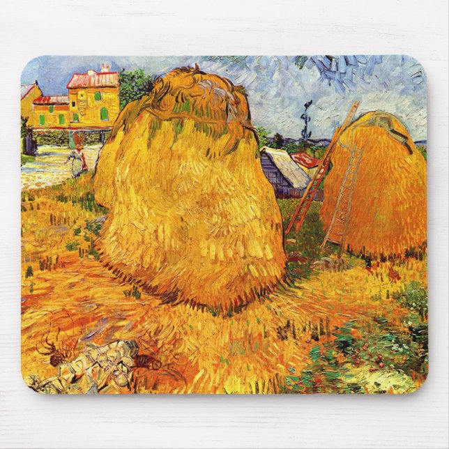 Haystacks in Provence by Vincent van Gogh Mouse Pad (Front)