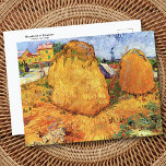 Haystacks Provence Vincent van Gogh Postcard<br><div class="desc">A fine art postcard with the post-impressionist painting by Vincent van Gogh (1853-1890),  Haystacks in Provence (1888). A landscape of two stacks of hay in a French village.</div>