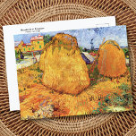 Haystacks Provence Vincent van Gogh Postcard<br><div class="desc">A fine art postcard with the post-impressionist painting by the Dutch artist Vincent van Gogh (1853-1890),  Haystacks in Provence (1888). A landscape of two stacks of hay in a French village.</div>