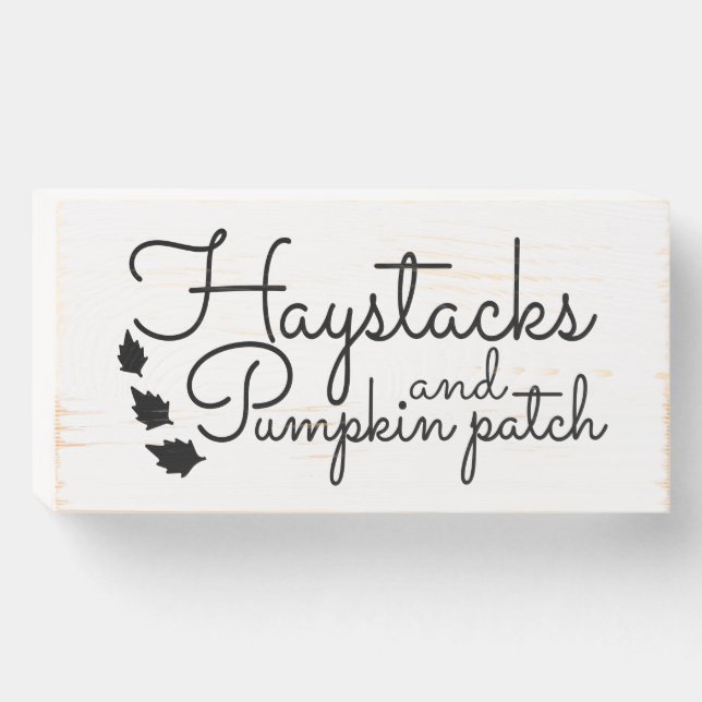 Haystacks & Pumpkin Patch Fall Wooden Box Sign (Front Horizontal)