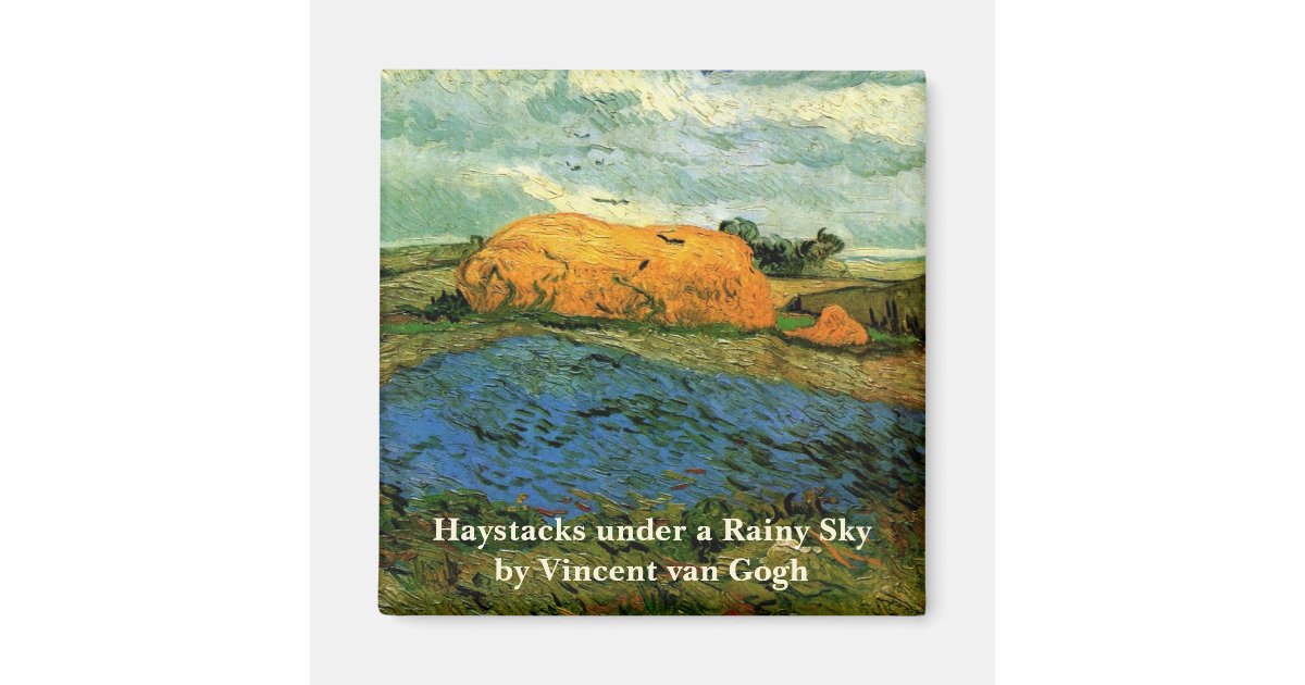 Haystacks Under a Rainy Sky by Vincent van Gogh Magnet | Zazzle