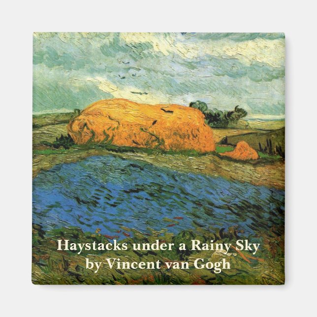 Haystacks Under a Rainy Sky by Vincent van Gogh Magnet (Front)