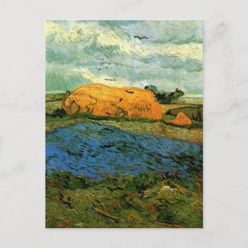 Haystacks Under a Rainy Sky by Vincent van Gogh Postcard