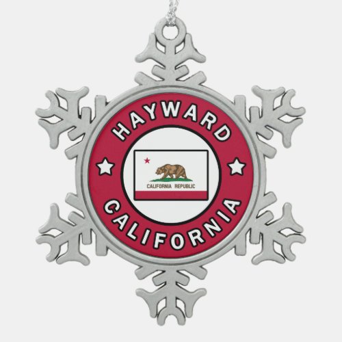 Hayward California Snowflake Pewter Christmas Ornament