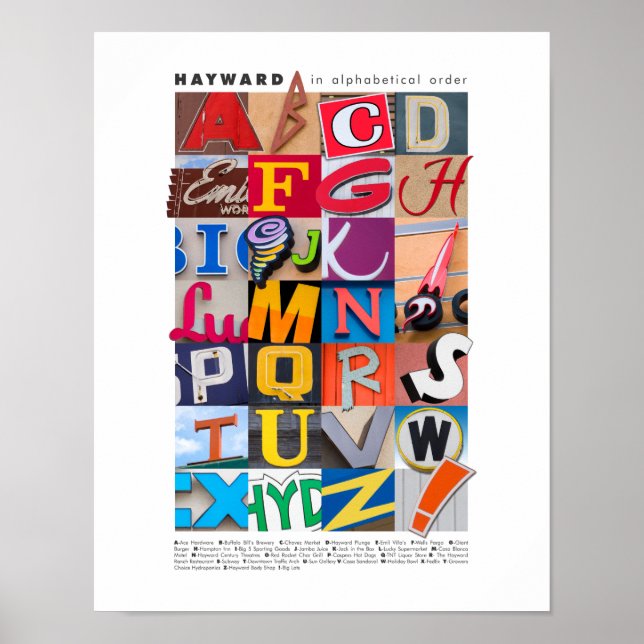 Hayward in Alphabetical Order Poster 11x14 (Front)