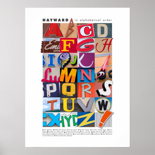 Hayward in Alphabetical Order Poster 18x24 (Front)