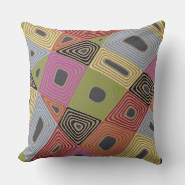 Haywire in Grey 20 x 20 Cotton Throw Pillow (Front)