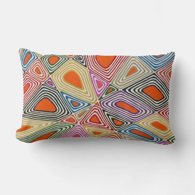 Haywire in Orange Lumbar Throw Pillow (Front)