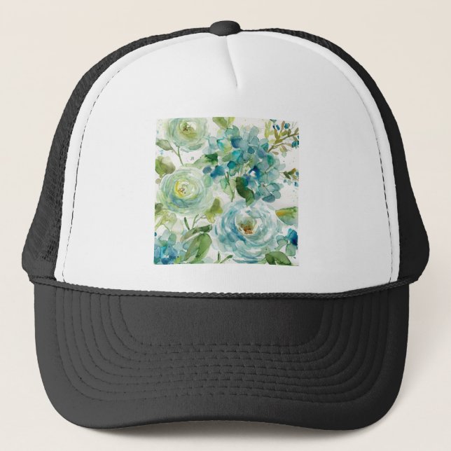 HAZ06 Cool Watercolor Floral.tif Trucker Hat (Front)