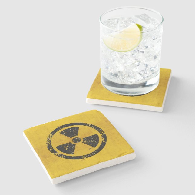 Hazard Radiation Warning Stone Coaster (Side)