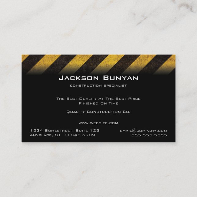 Hazard Stripes Business Cards (Front)