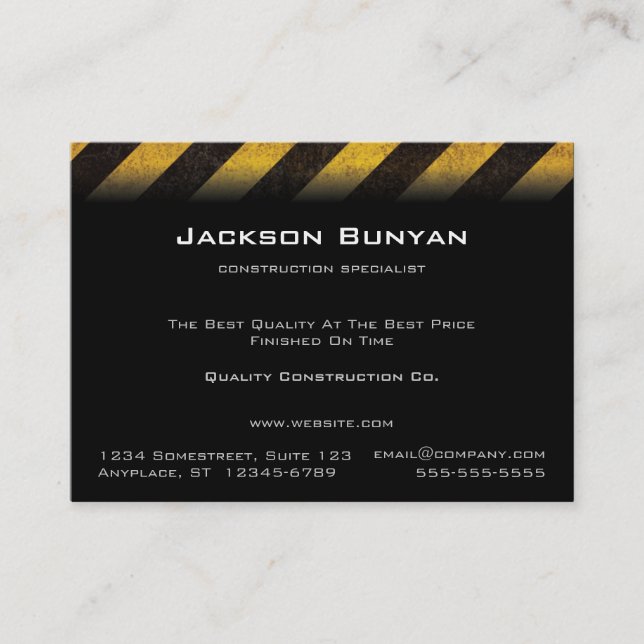 Hazard Stripes Chubby Business Cards (Front)