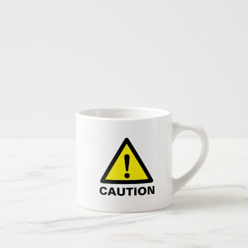Hazardous warning yellow caution sign for toxic espresso cup