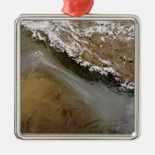 Haze along the Himalaya Mountains Metal Ornament (Front)