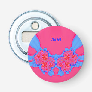HAZEL ~ Blue Pink 3D Fractal ~ Bottle Opener