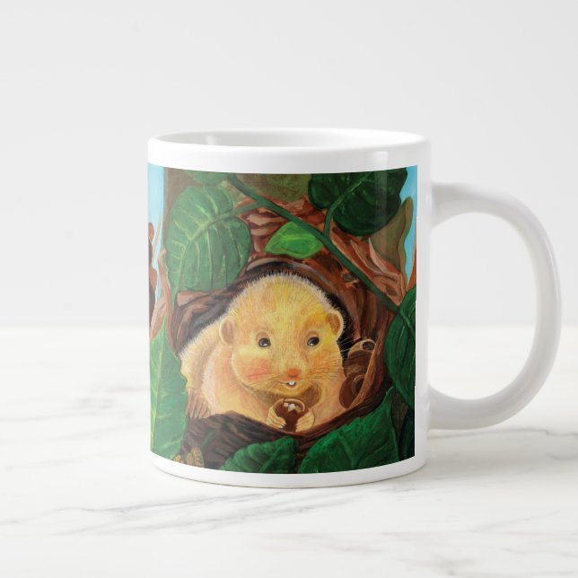 Hazel dormouse eating hazelnut   giant coffee mug (Right)