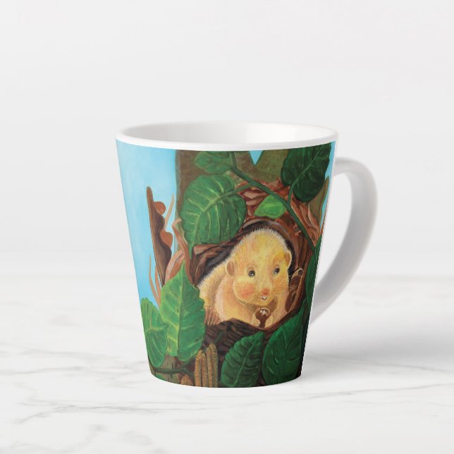Hazel dormouse eating hazelnut small  latte mug (Right Angle)
