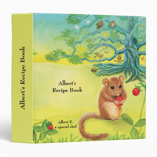 Hazel Dormouse Eating Wild Strawberry  3 Ring Binder