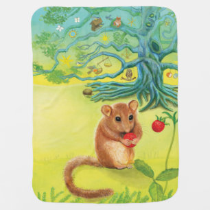 Hazel Dormouse Eating Wild Strawberry Baby Blanket