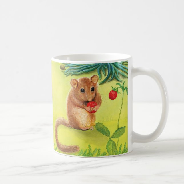 Hazel Dormouse Eating Wild Strawberry  Coffee Mug (Right)
