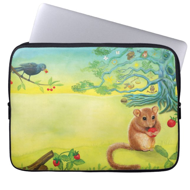 Hazel Dormouse Eating Wild Strawberry  Laptop Sleeve (Front)