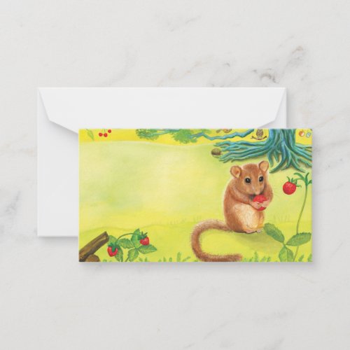 Hazel Dormouse Eating Wild Strawberry  Note Card