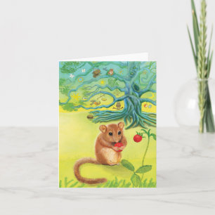 Hazel Dormouse Eating Wild Strawberry Note Card
