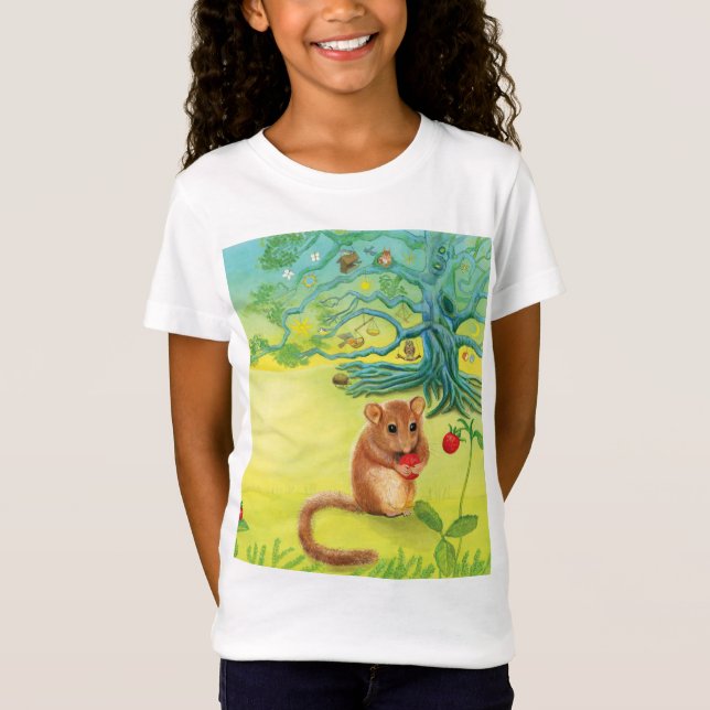 Hazel Dormouse Eating Wild Strawberry  T-Shirt (Front)