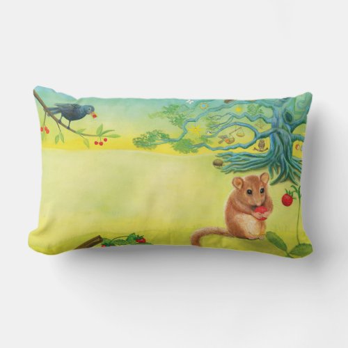 Hazel Dormouse Eating Wild Strawberry   Throw Pill Lumbar Pillow