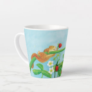Hazel Dormouse, strawberries & dandelion puff Smal Latte Mug