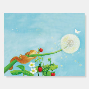 Hazel Dormouse, wild strawberries & dandelion Foam Board