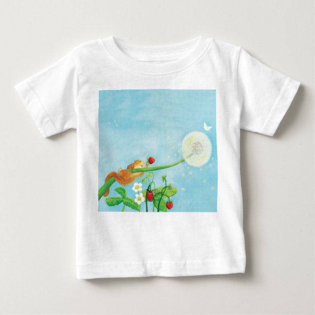 Hazel Dormouse, wild strawberries & dandelion puff Baby T-Shirt (Front)