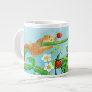 Hazel Dormouse, wild strawberries & dandelion puff Giant Coffee Mug