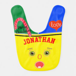 Hazel Eyes Christmas Candy Cane Baby Bib