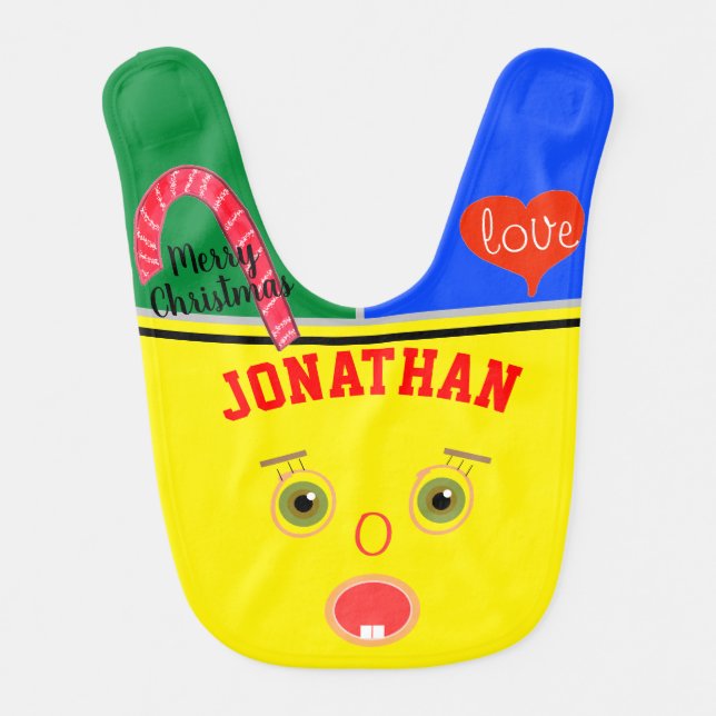 Hazel Eyes Christmas Candy Cane   Baby Bib (Front)