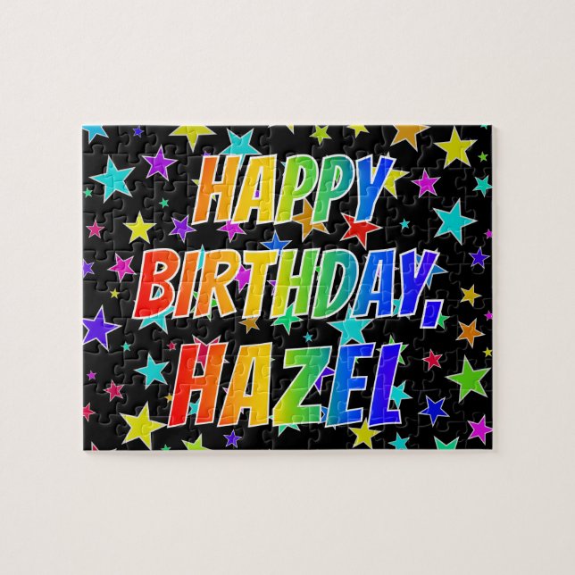 "HAZEL" First Name, Fun "HAPPY BIRTHDAY" Jigsaw Puzzle (Horizontal)
