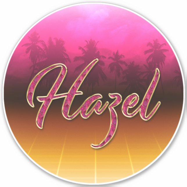 Hazel First Name Golden pink Sticker (Front)