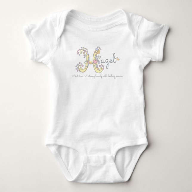 Hazel girls H name meaning monogram baby apparel Baby Bodysuit (Front)